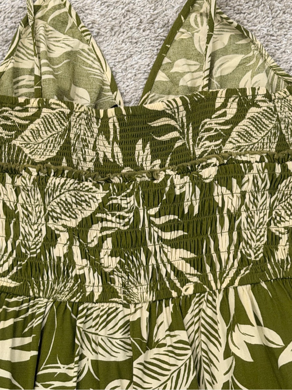 Olive Green Tropical Print Wide-Leg Jumpsuit - Picture 5 of 5